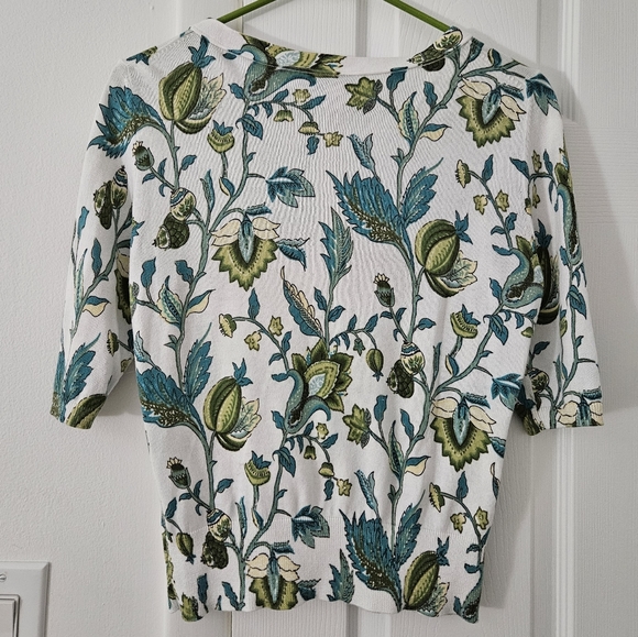 LOFT White, Turquoise Blue, and Green Button-Up Cardigan, Size S - Picture 3 of 6